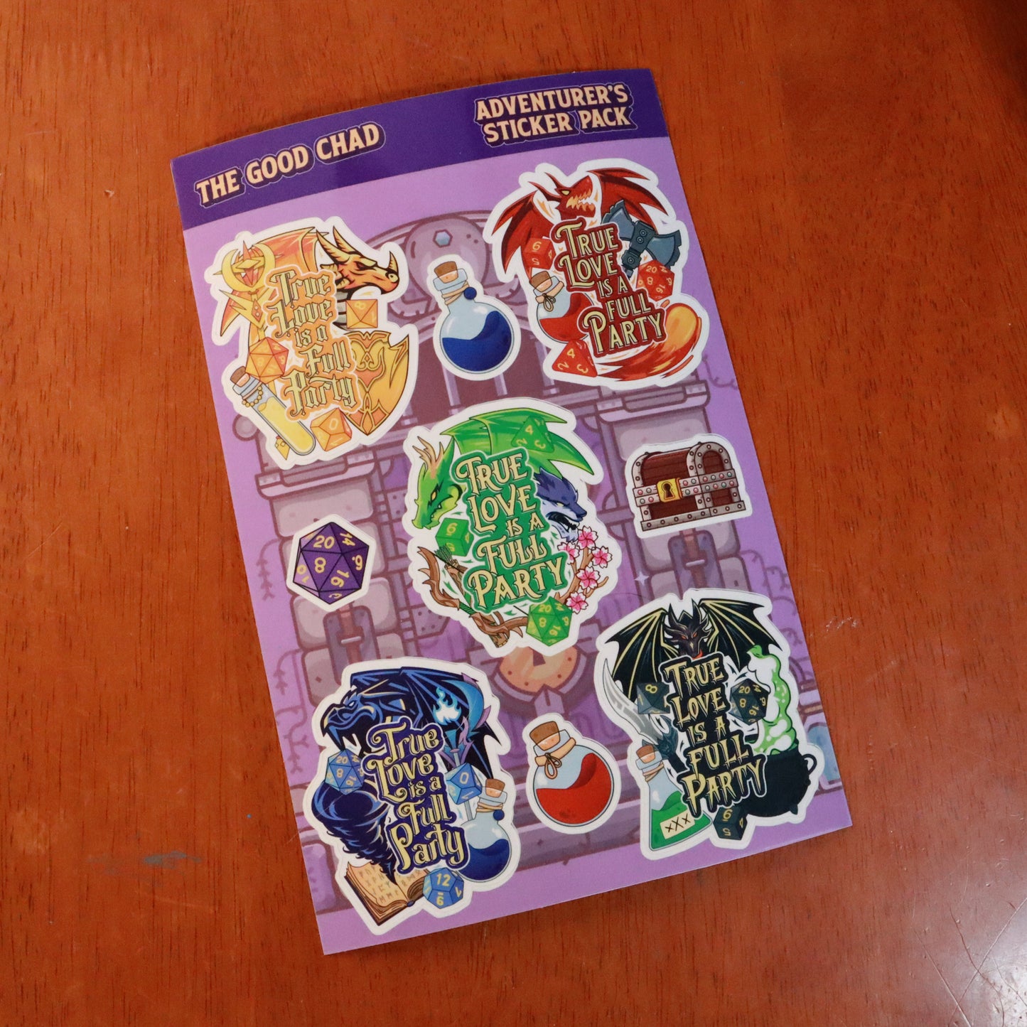 True Love is a Full Party Adventurer's Vinyl Sticker Pack (2.5"x2" each)