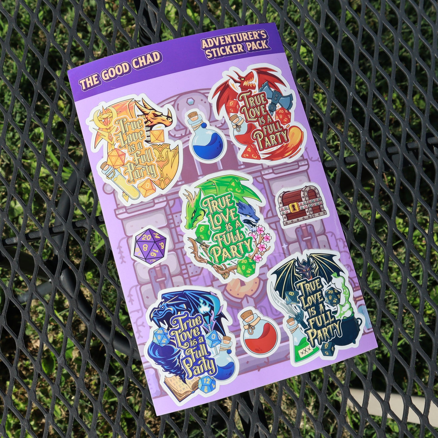 True Love is a Full Party Adventurer's Vinyl Sticker Pack (2.5"x2" each)