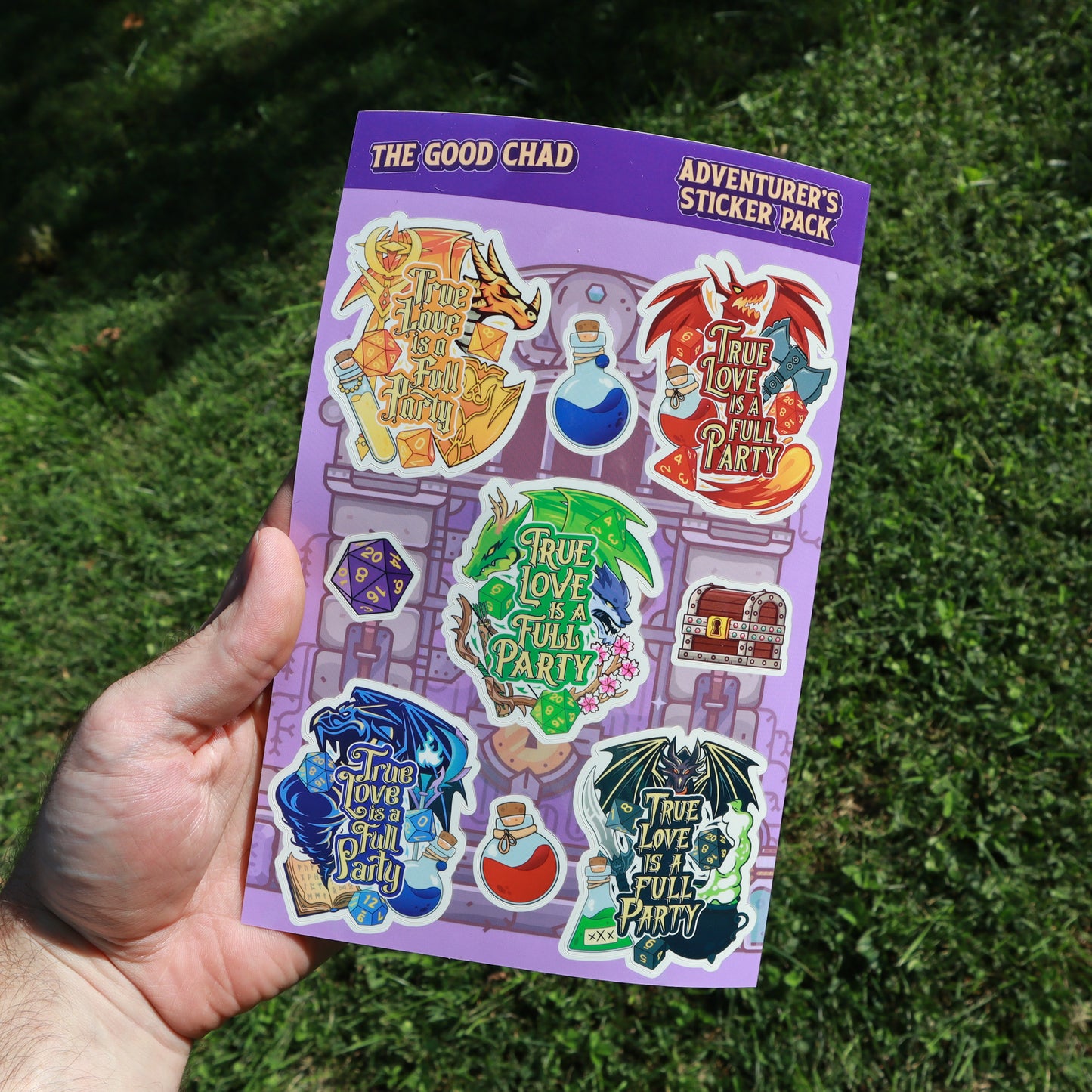 True Love is a Full Party Adventurer's Vinyl Sticker Pack (2.5"x2" each)