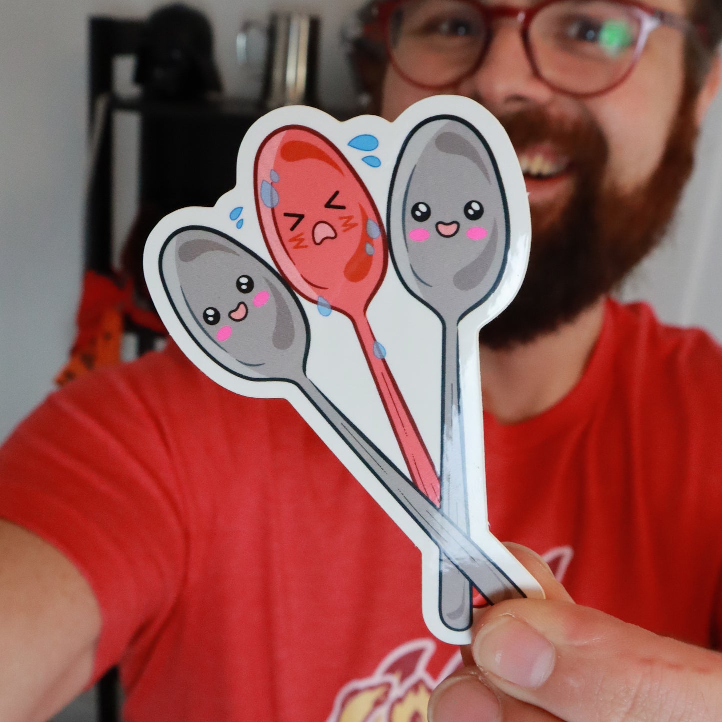 Middle Spoon Problems Polyamory Vinyl Sticker (3.5"x2.5")