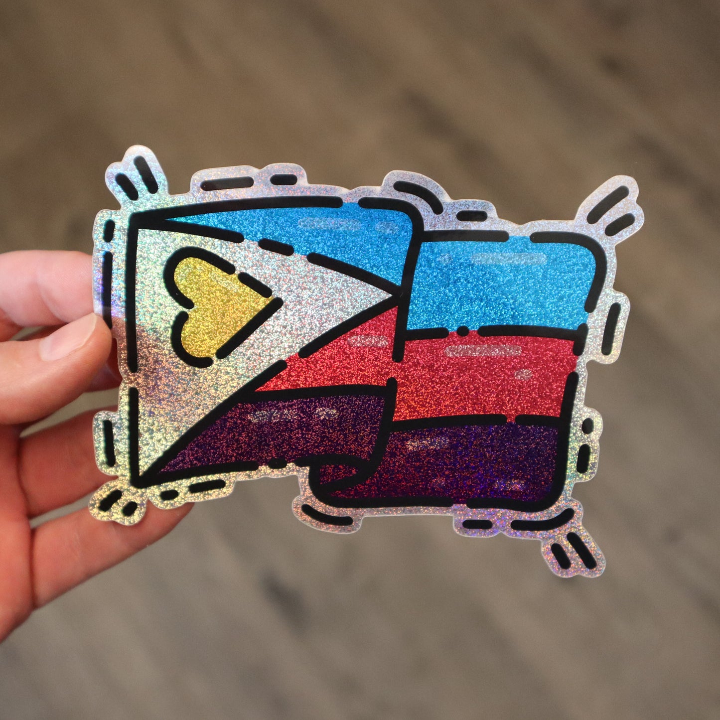 Polyamory Pride Flag Vinyl Glitter Sticker