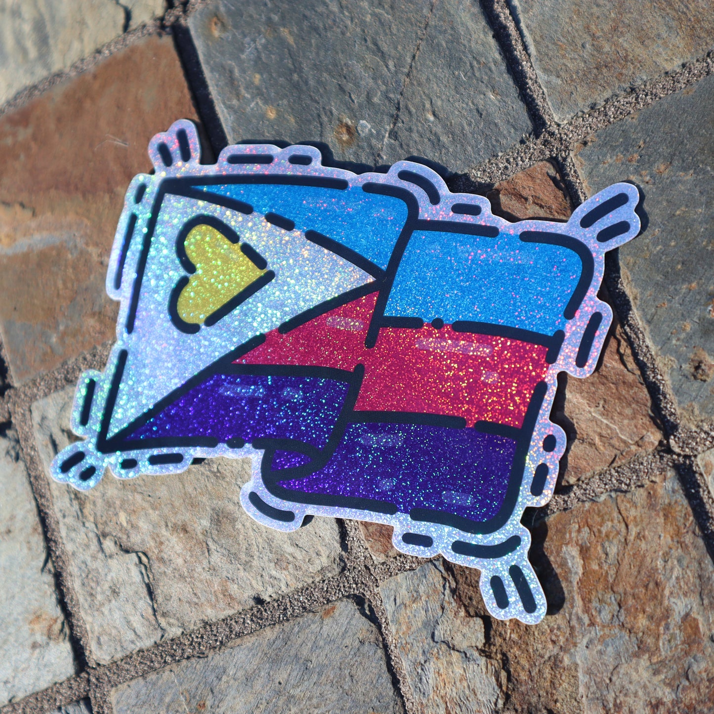 Polyamory Pride Flag Vinyl Glitter Sticker