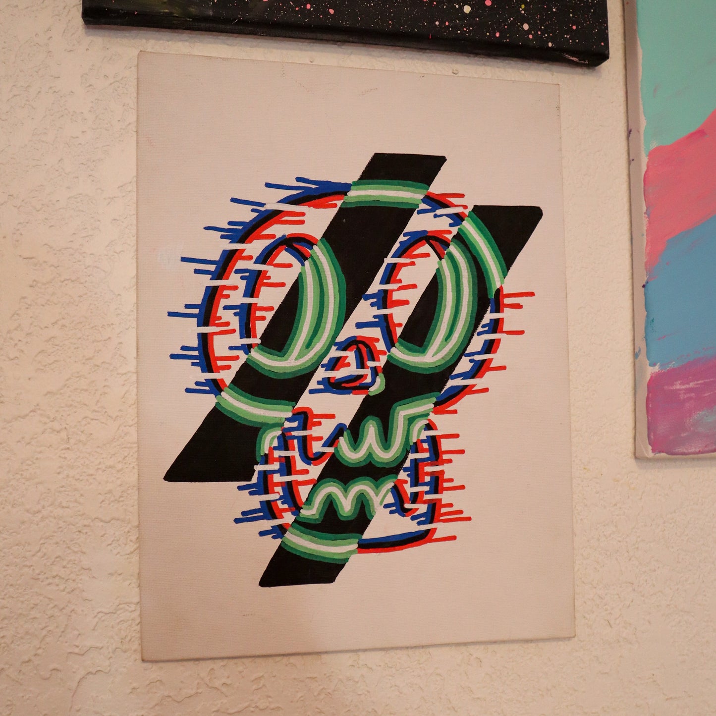 Glitch Skull Original Painting