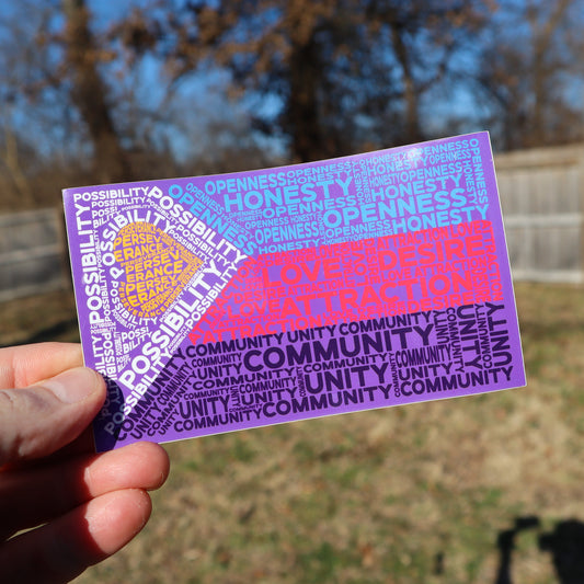 Polyamory Pride Flag Word Art Vinyl Sticker (5"x3")