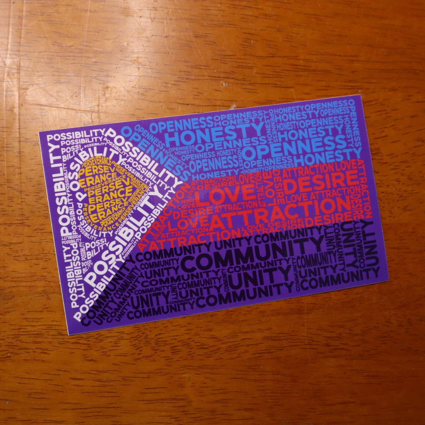 Polyamory Pride Flag Word Art Vinyl Sticker (5"x3")