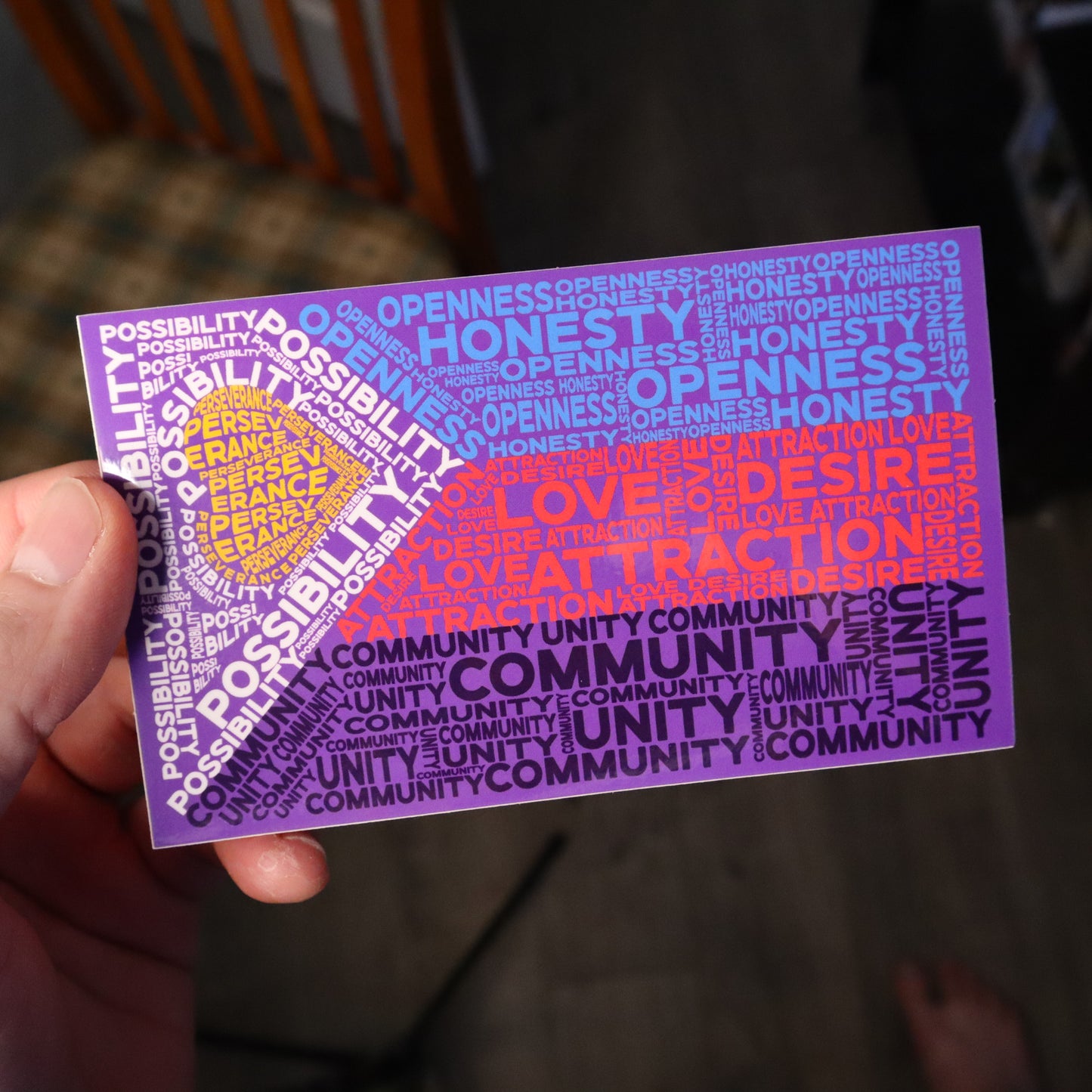 Polyamory Pride Flag Word Art Vinyl Sticker (5"x3")
