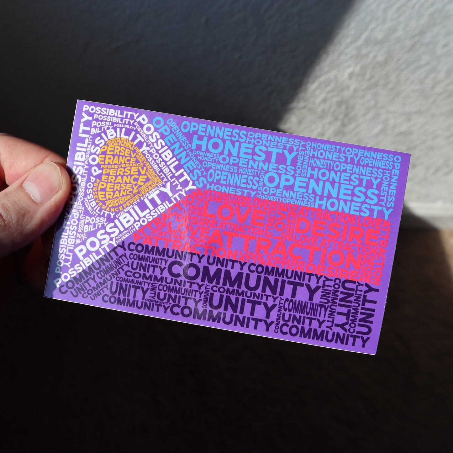 Polyamory Pride Flag Word Art Vinyl Sticker (5"x3")