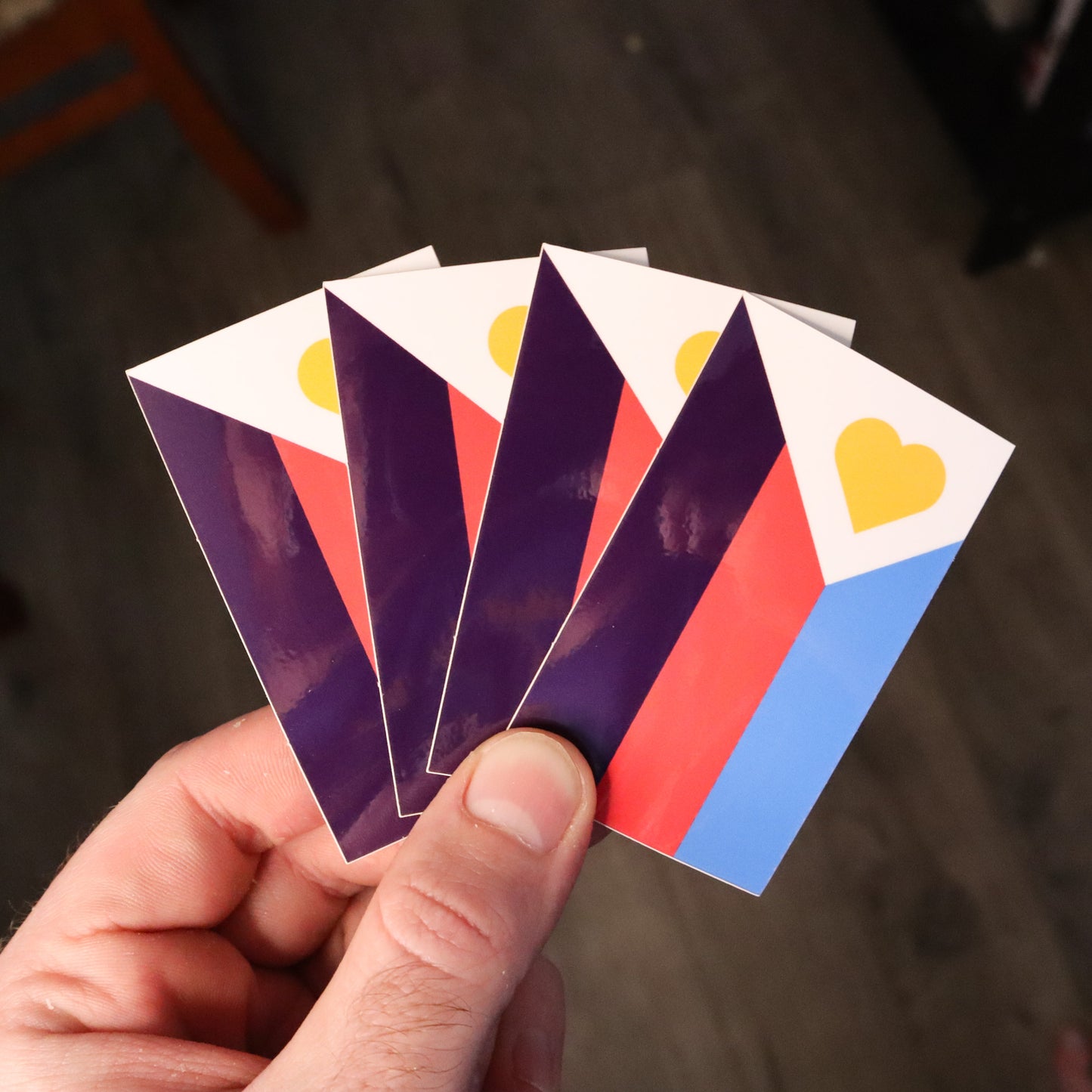 Polyamory Pride Flag Vinyl Sticker 4 Pack (3"x1.75")