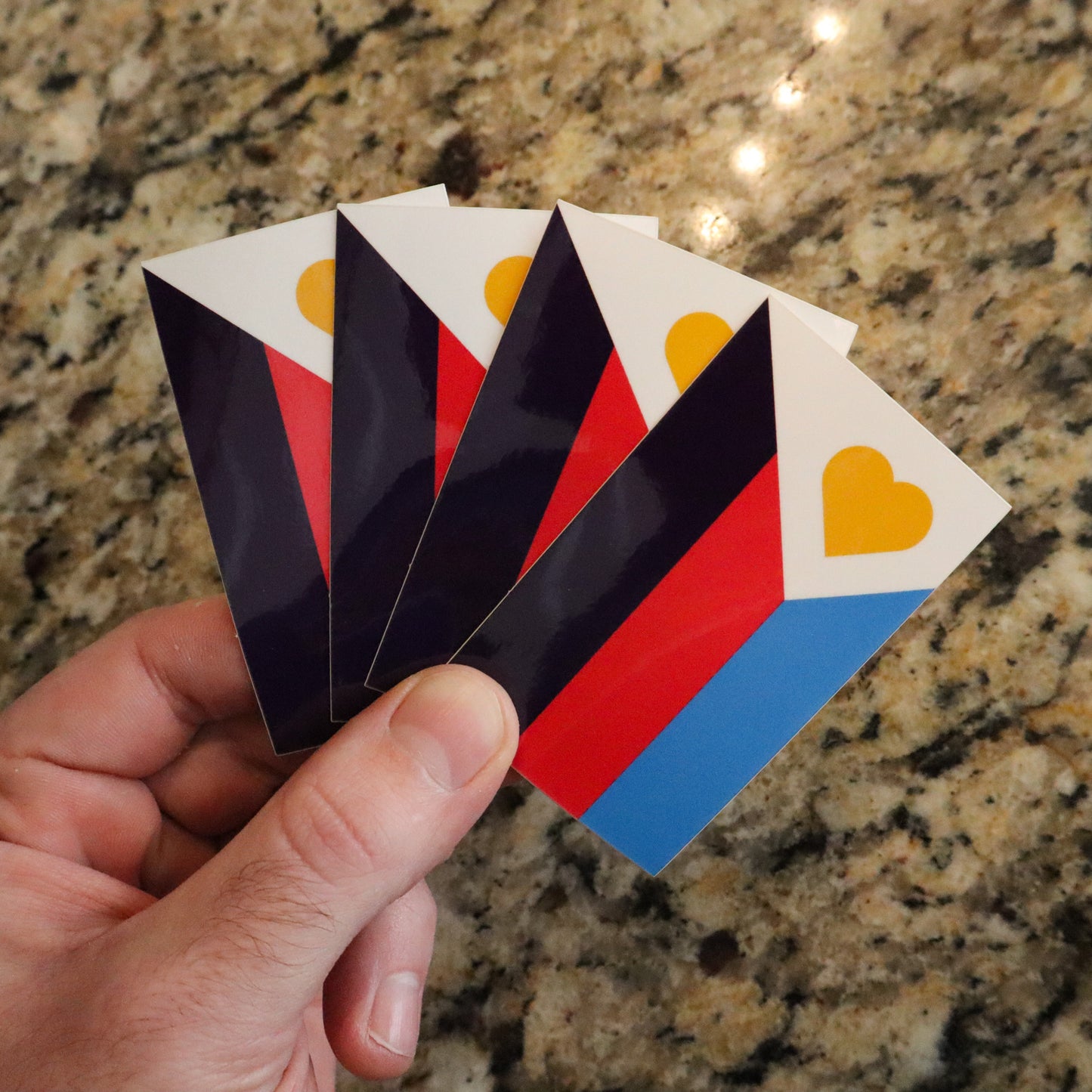 Polyamory Pride Flag Vinyl Sticker 4 Pack (3"x1.75")