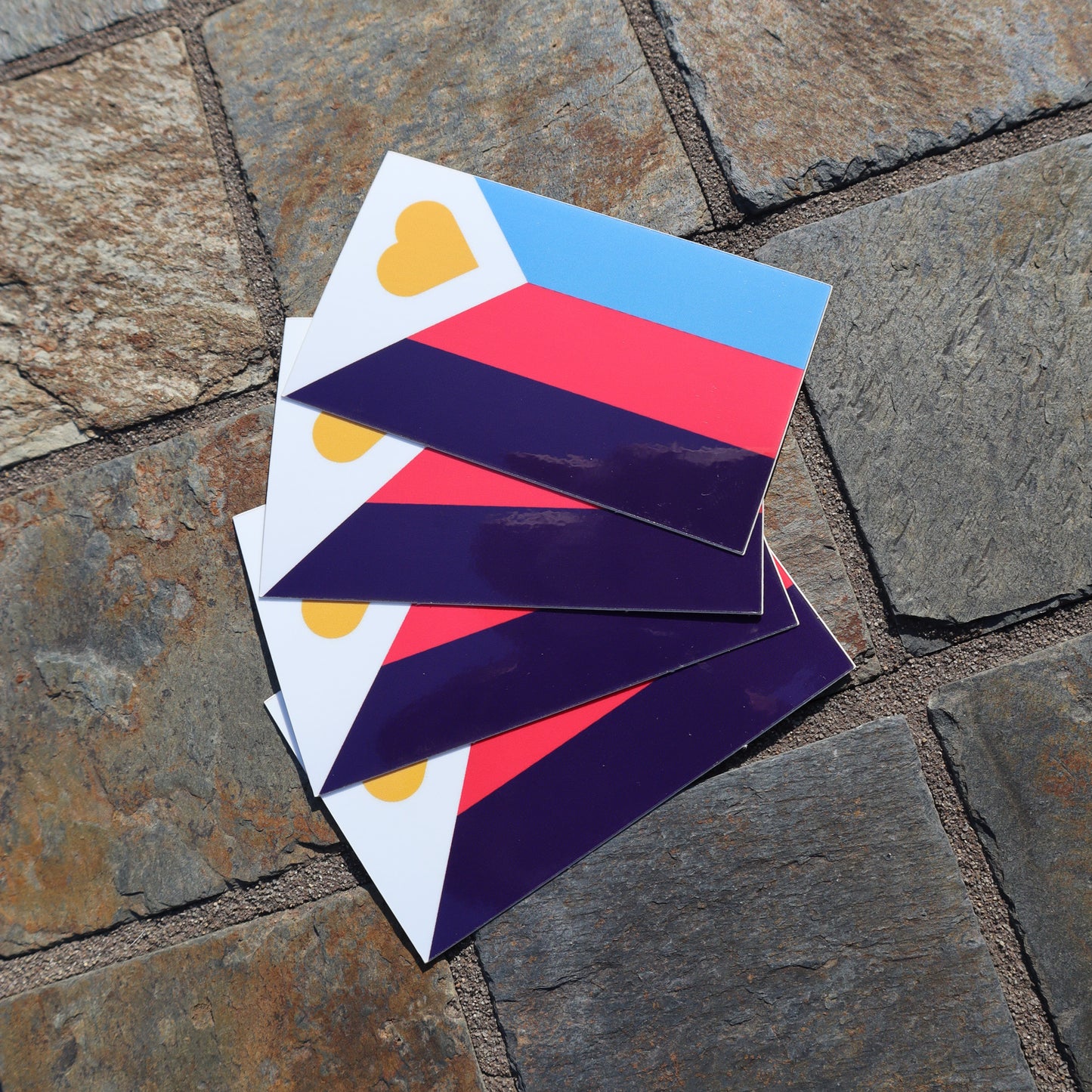 Polyamory Pride Flag Vinyl Sticker 4 Pack (3"x1.75")
