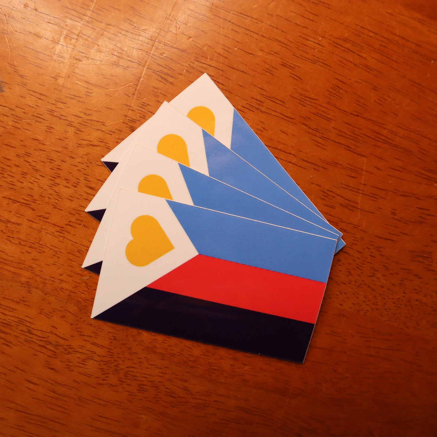 Polyamory Pride Flag Vinyl Sticker 4 Pack (3"x1.75")