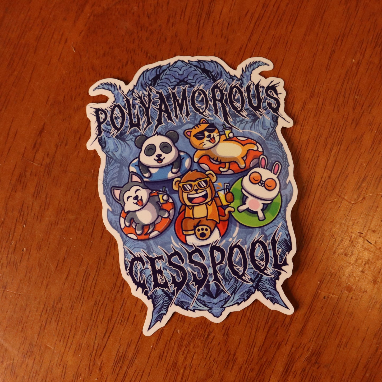 Polyamorous Cesspool Vinyl Sticker (4"x3")