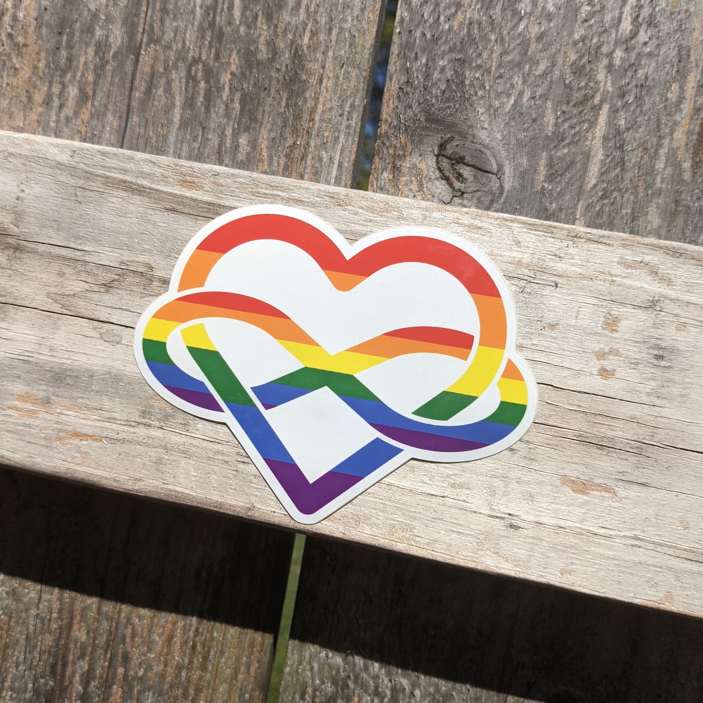 Rainbow Polyamory Infinity Heart Vinyl Sticker CLEARANCE
