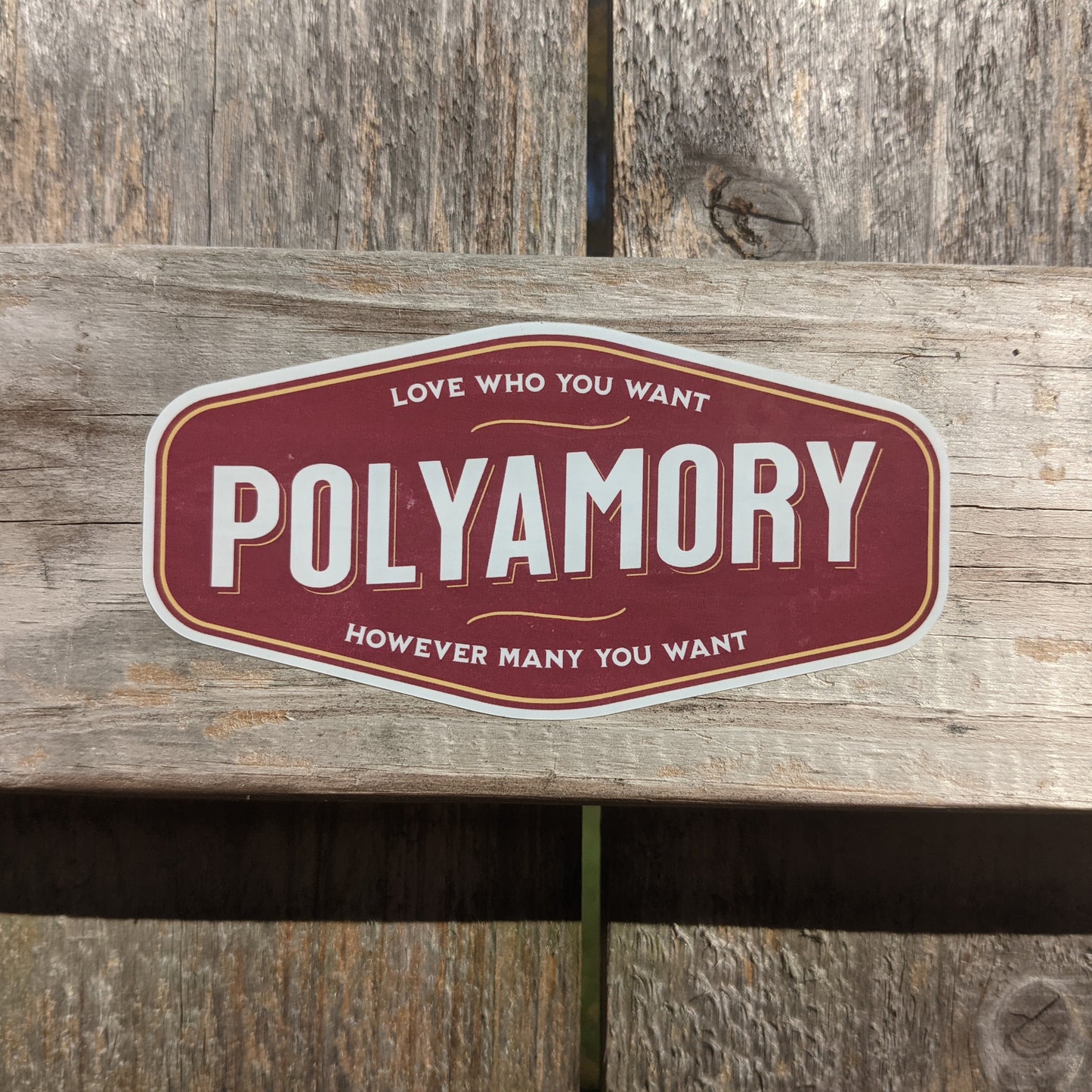 Polyamory Retro Badge Vinyl Sticker (5"x2.5")