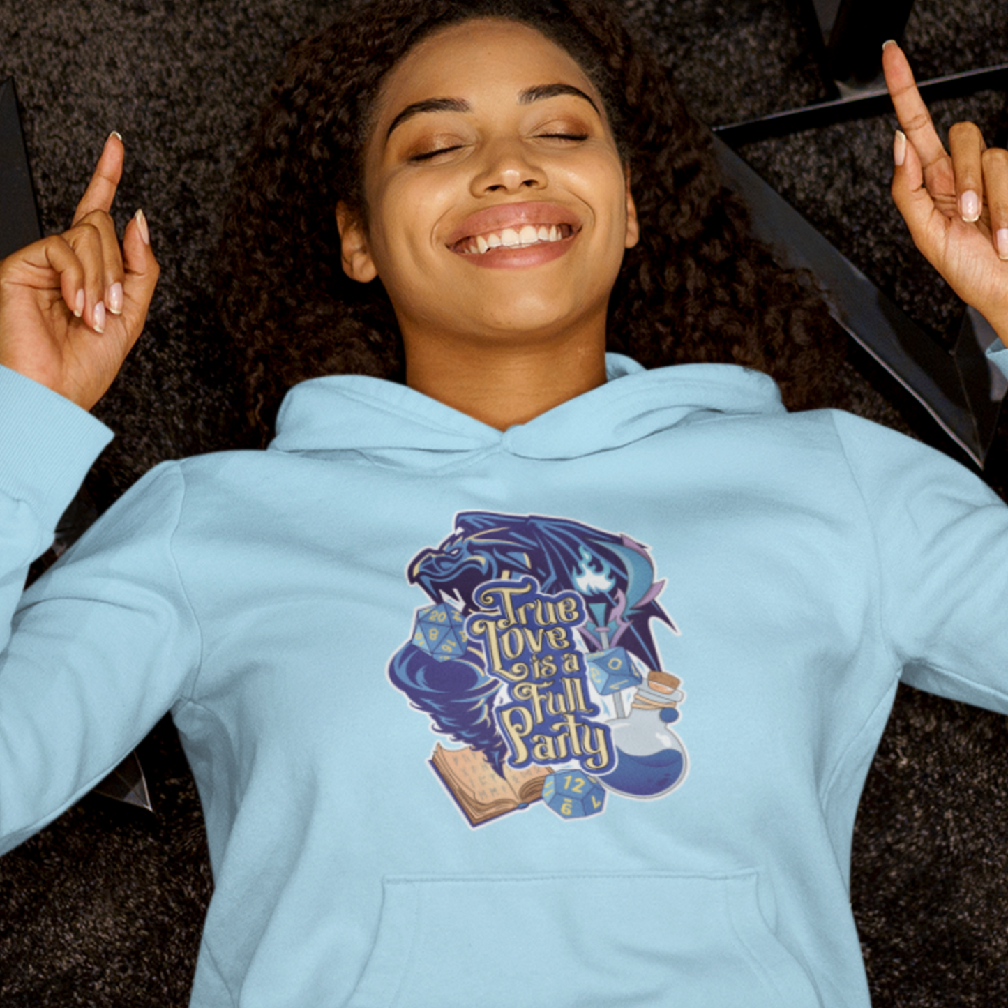 True Love is a Full Party Hoodie -Blue