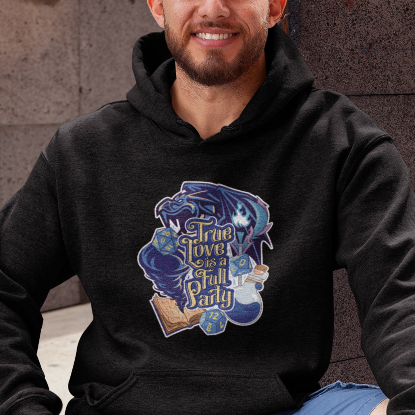 True Love is a Full Party Hoodie -Blue