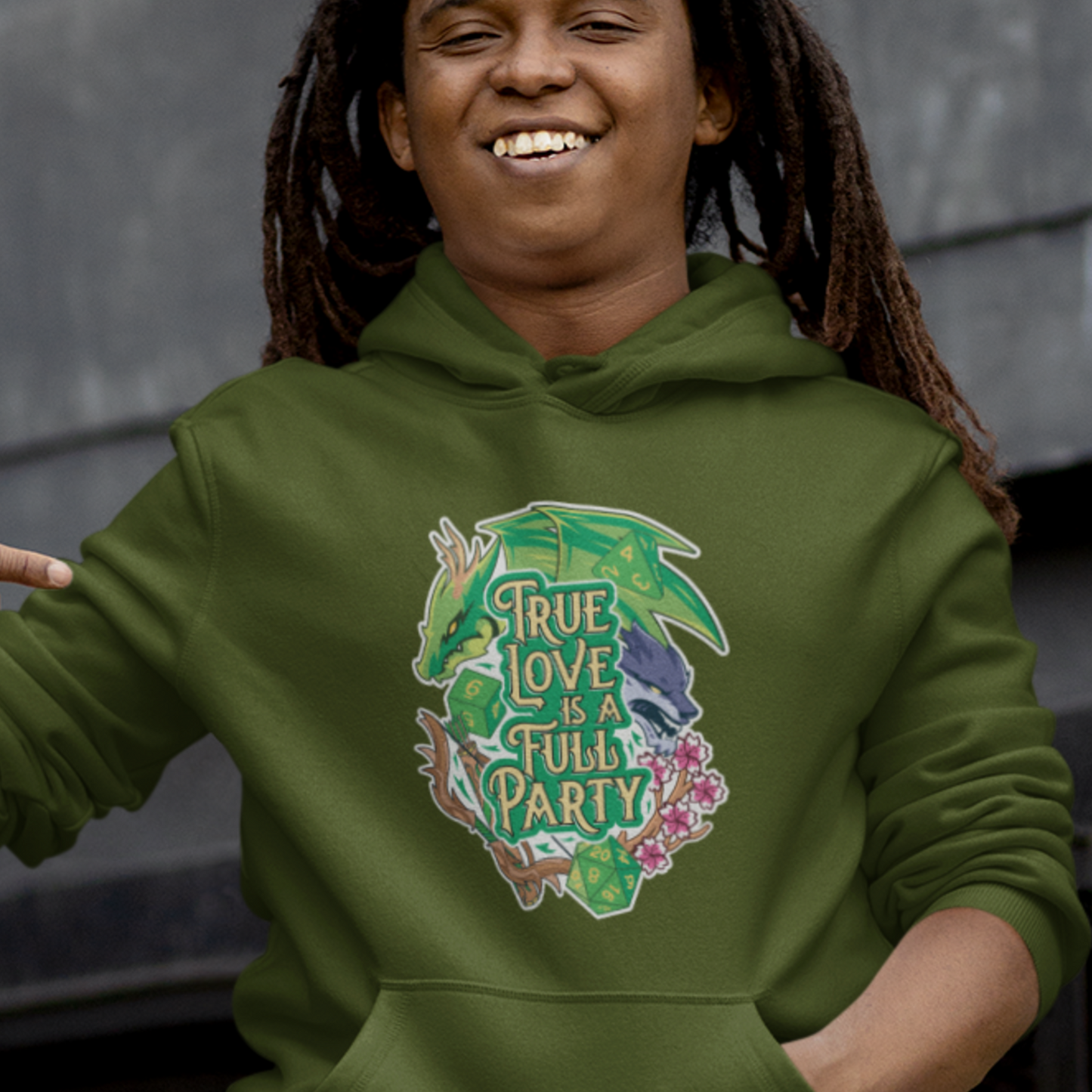 True Love is a Full Party Hoodie - Green