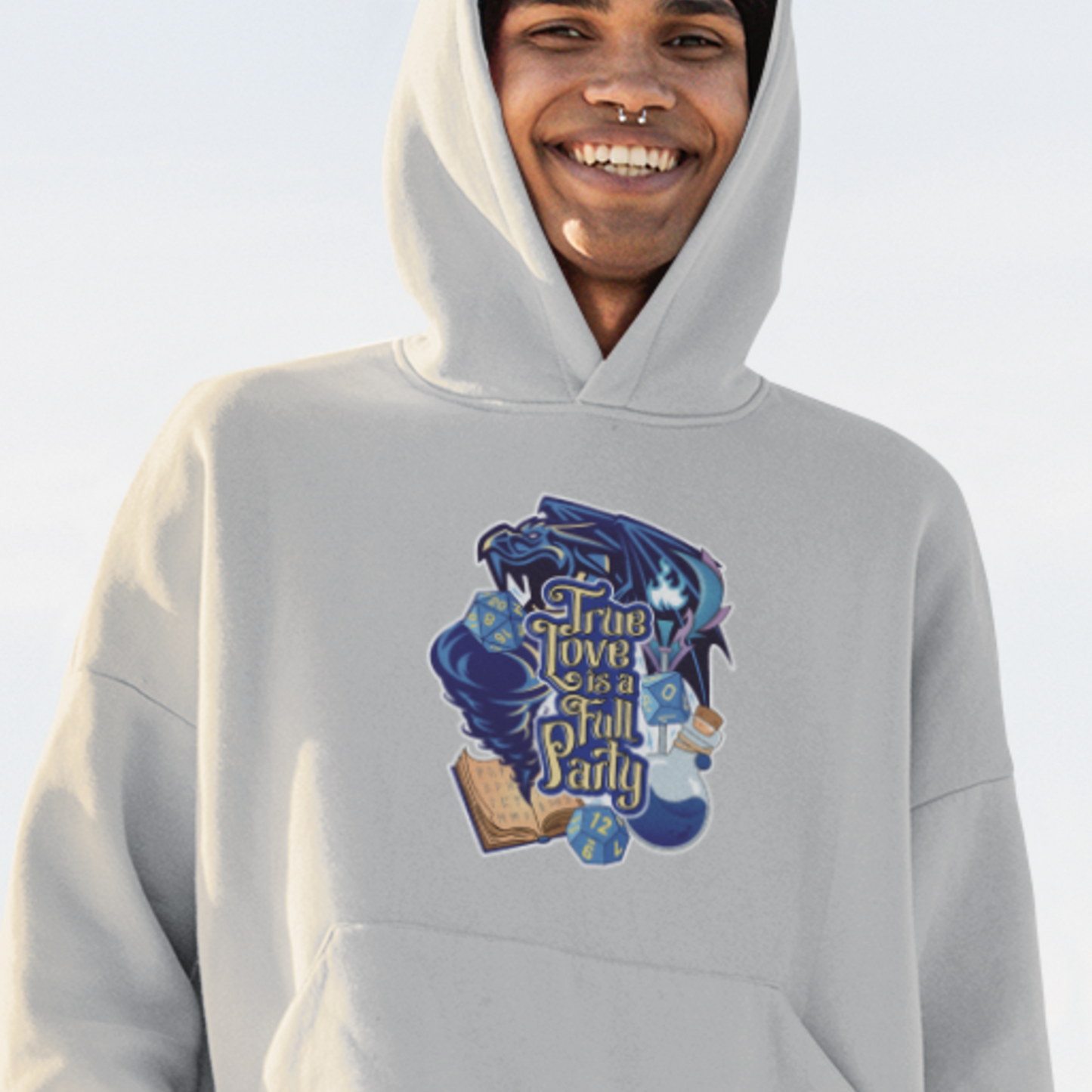 True Love is a Full Party Hoodie -Blue