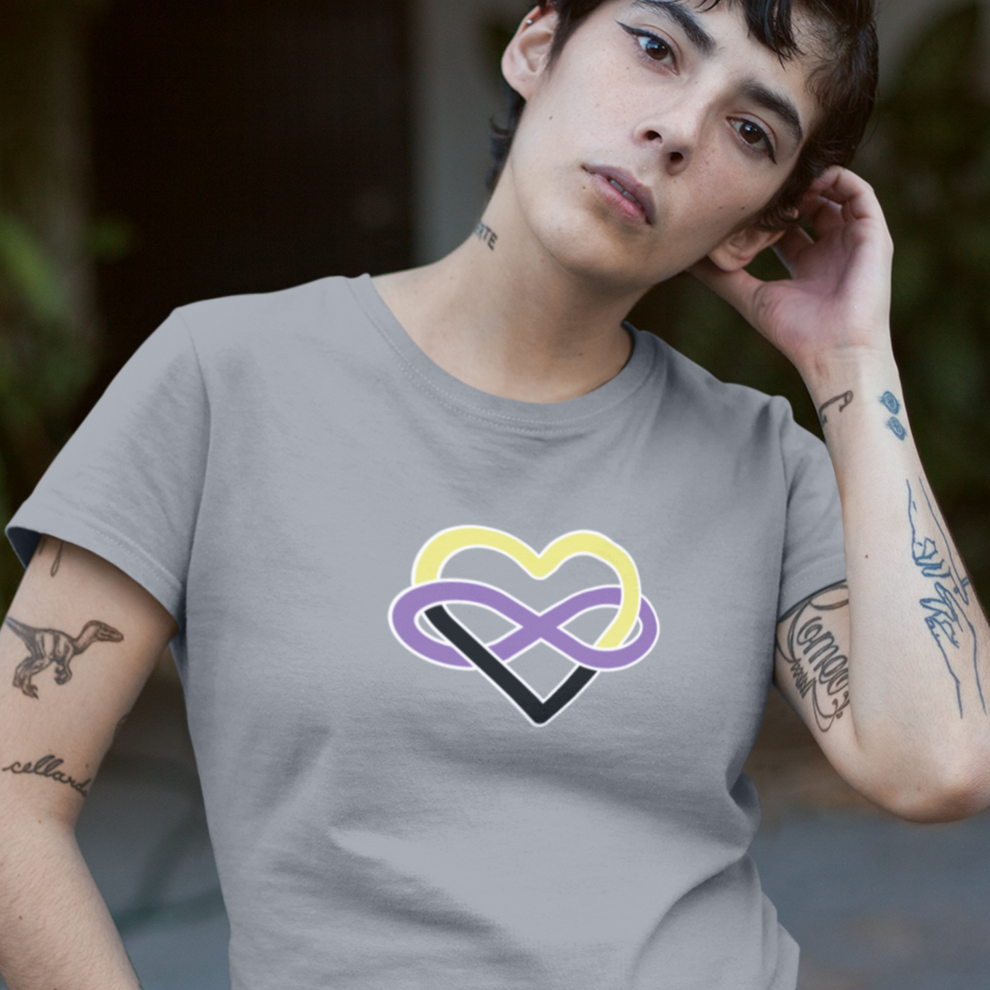 Nonbinary Infinity Heart Polyamory Tee