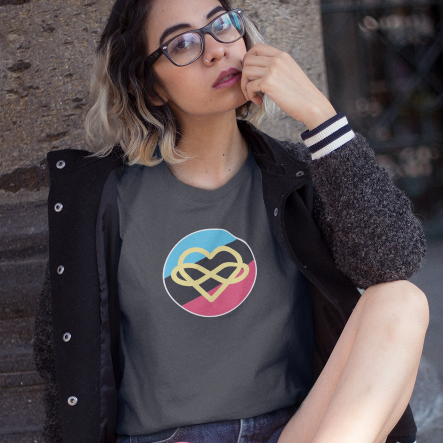 Polyamory Infinity Heart Circle Polyamory Tee