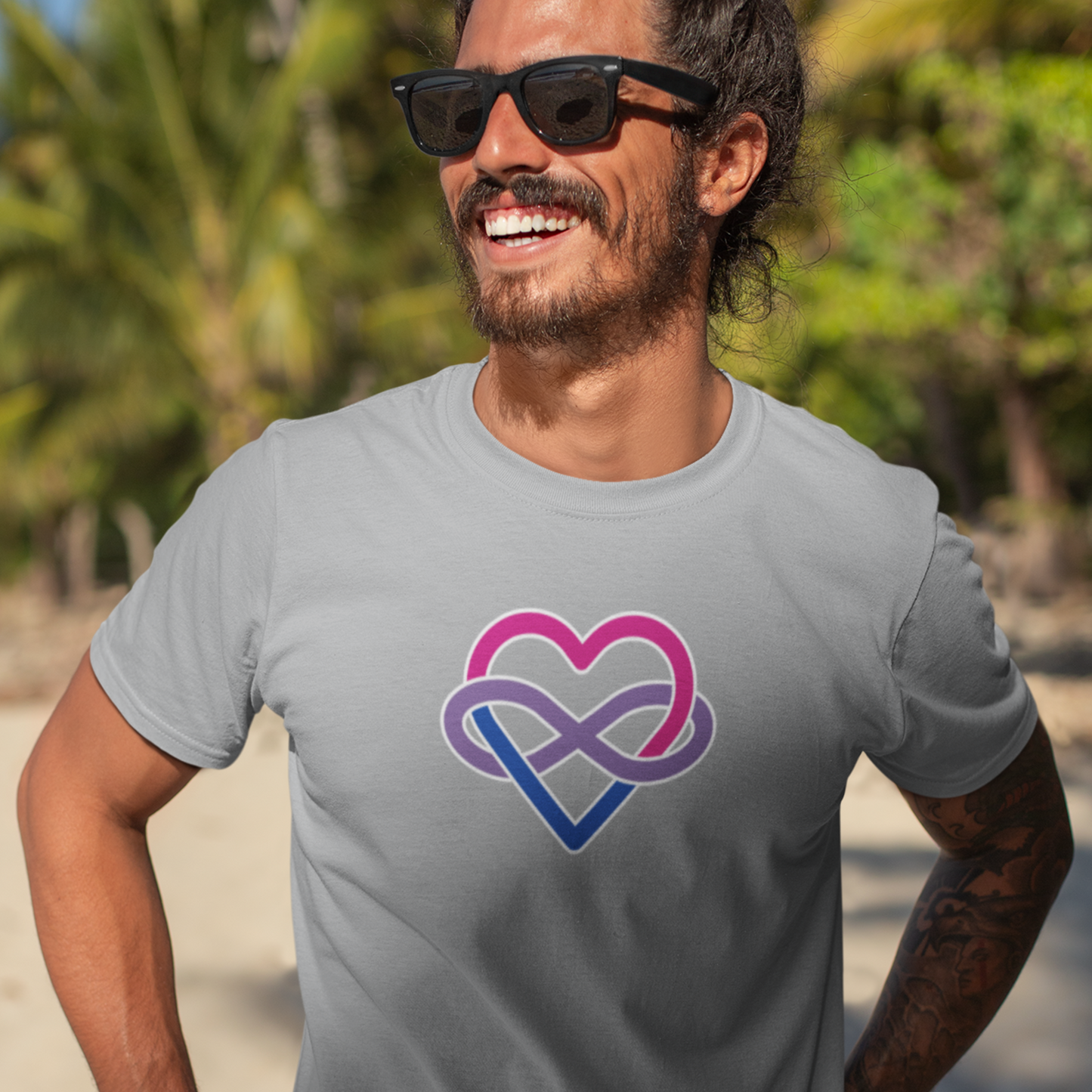 Bisexual Infinity Heart Polyamory Tee