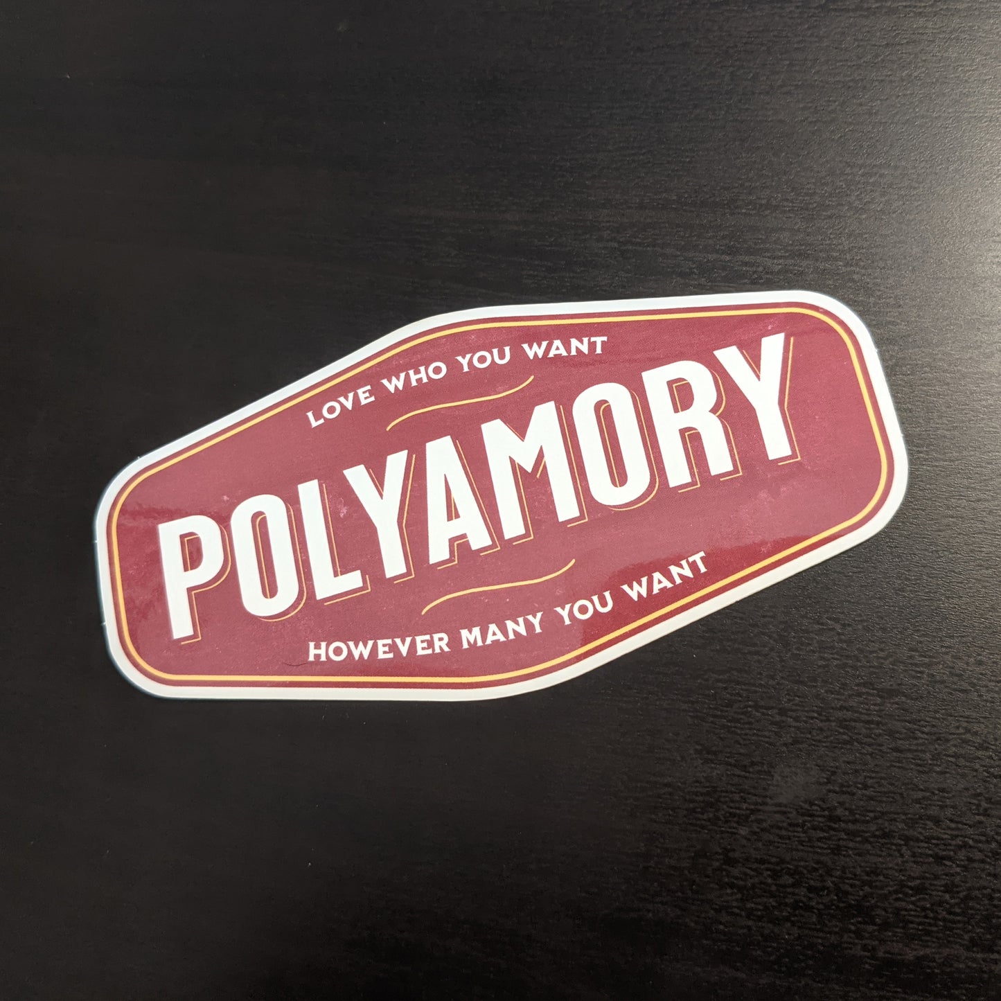 Polyamory Retro Badge Vinyl Sticker (5"x2.5")