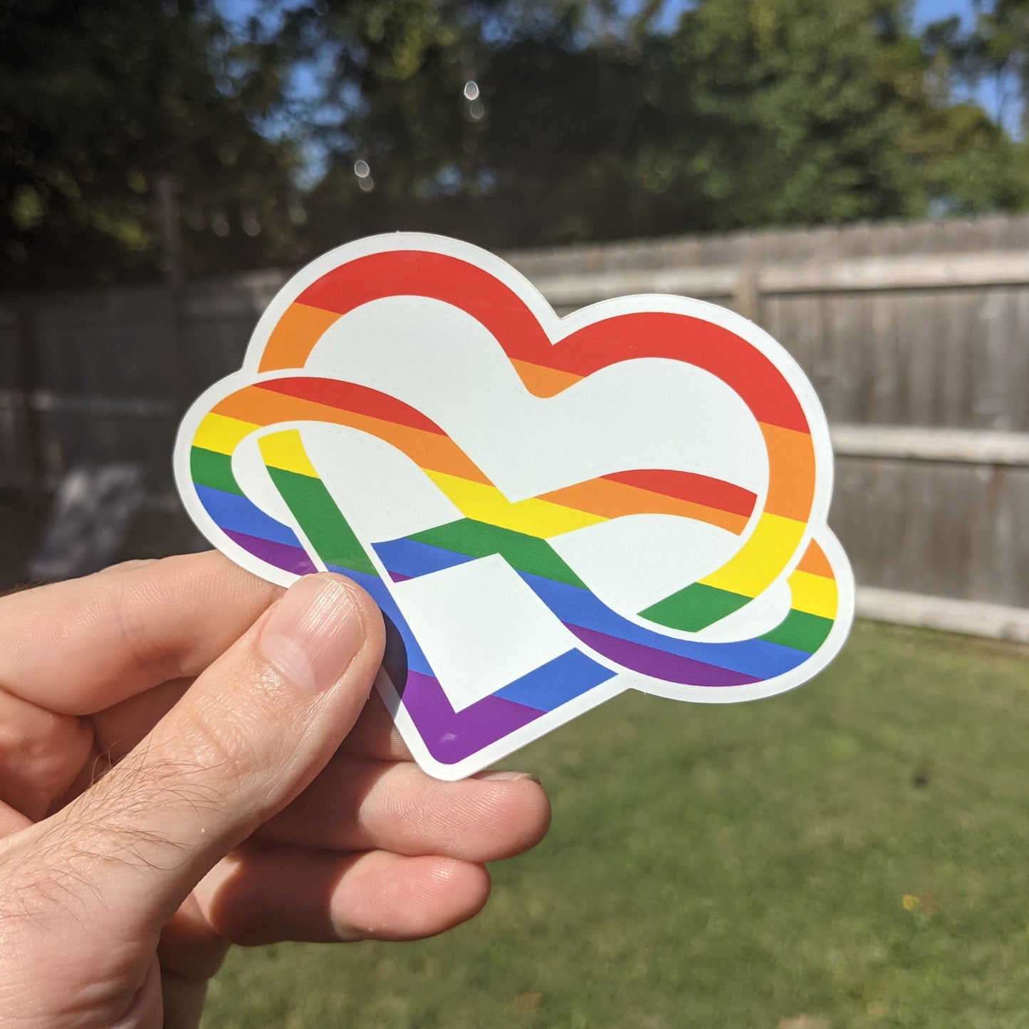 Rainbow Polyamory Infinity Heart Vinyl Sticker CLEARANCE