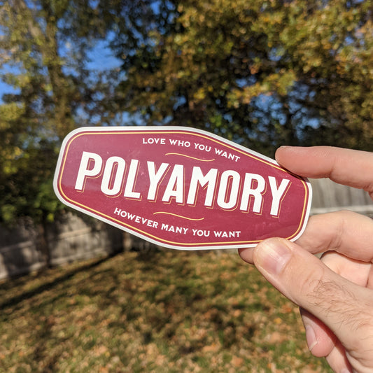 Polyamory Retro Badge Vinyl Sticker (5"x2.5")
