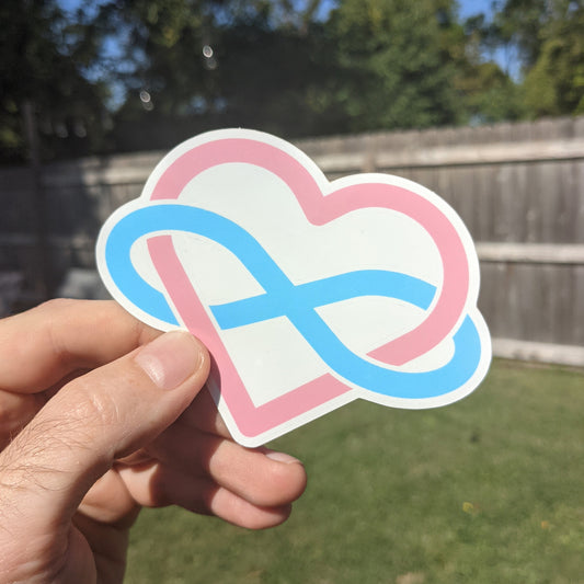 Transgender Polyamory Infinity Heart Vinyl Sticker