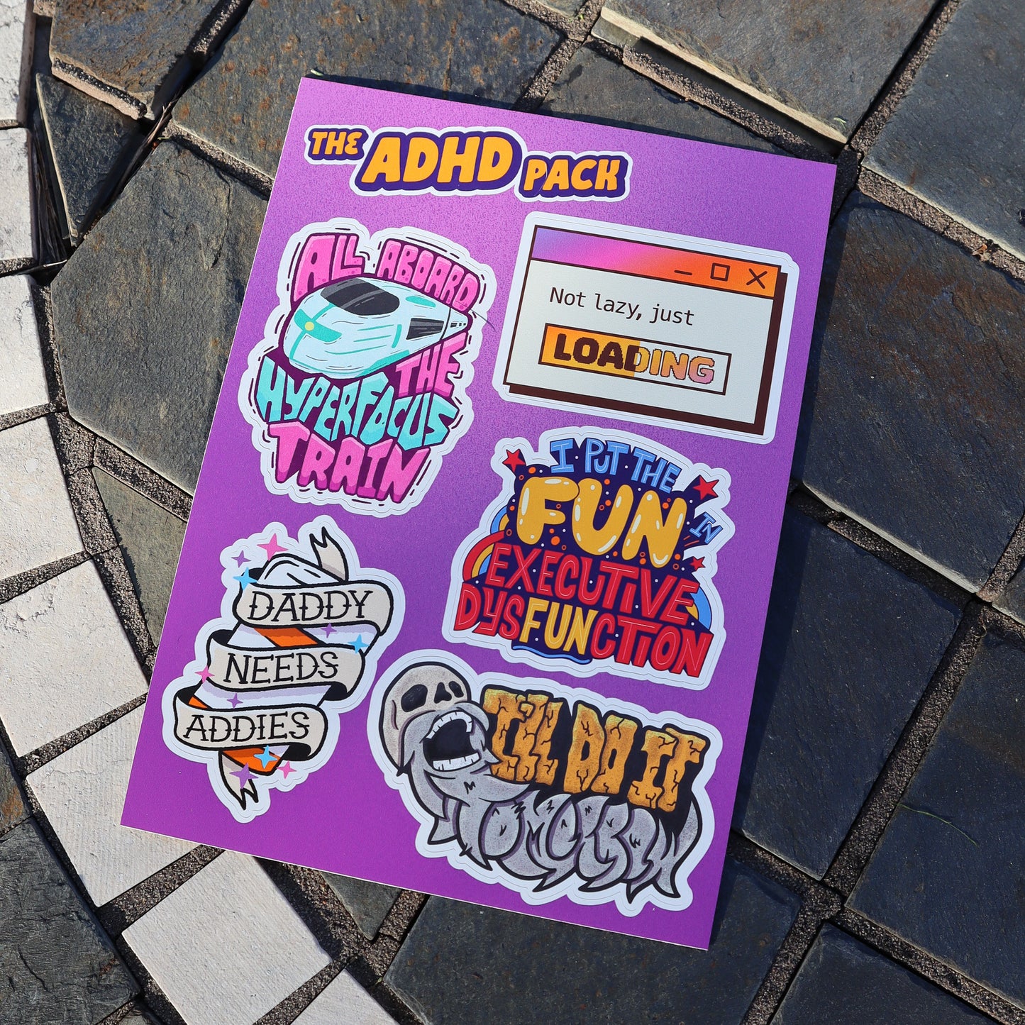 ADHD Vinyl Sticker Pack (2.5"-3" each)