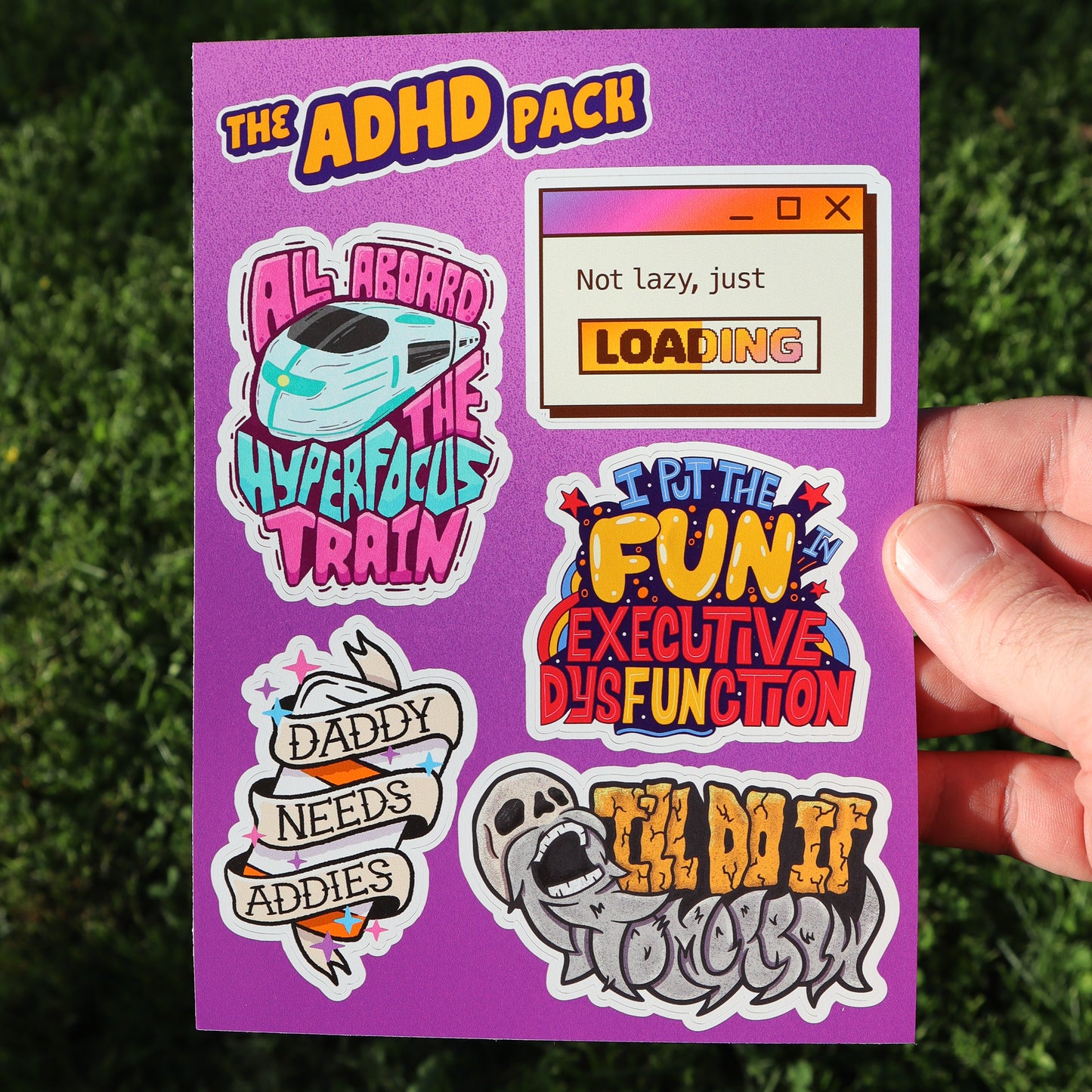 ADHD Vinyl Sticker Pack (2.5"-3" each)