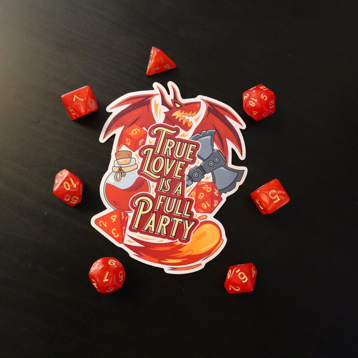 True Love is a Full Party Vinyl Stickers (4.5"x3.75")