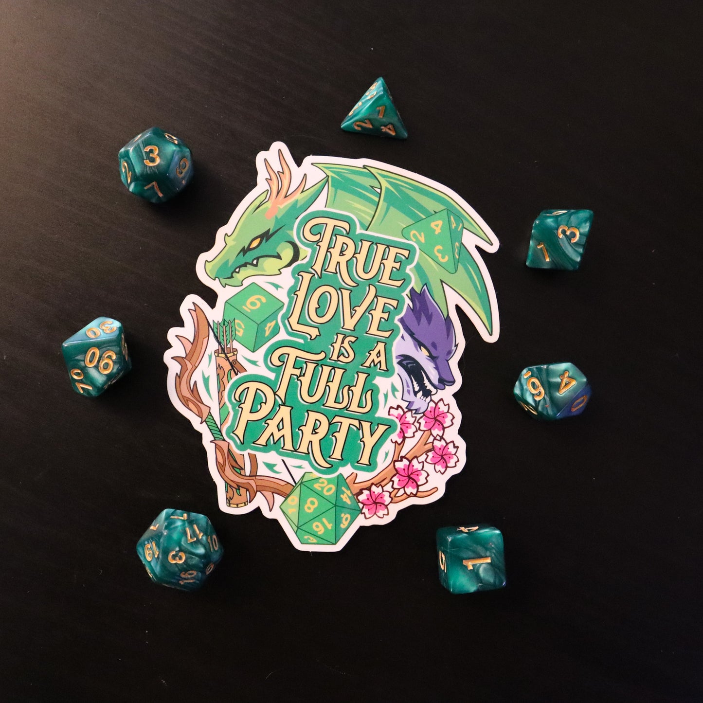 True Love is a Full Party Vinyl Stickers (4.5"x3.75")