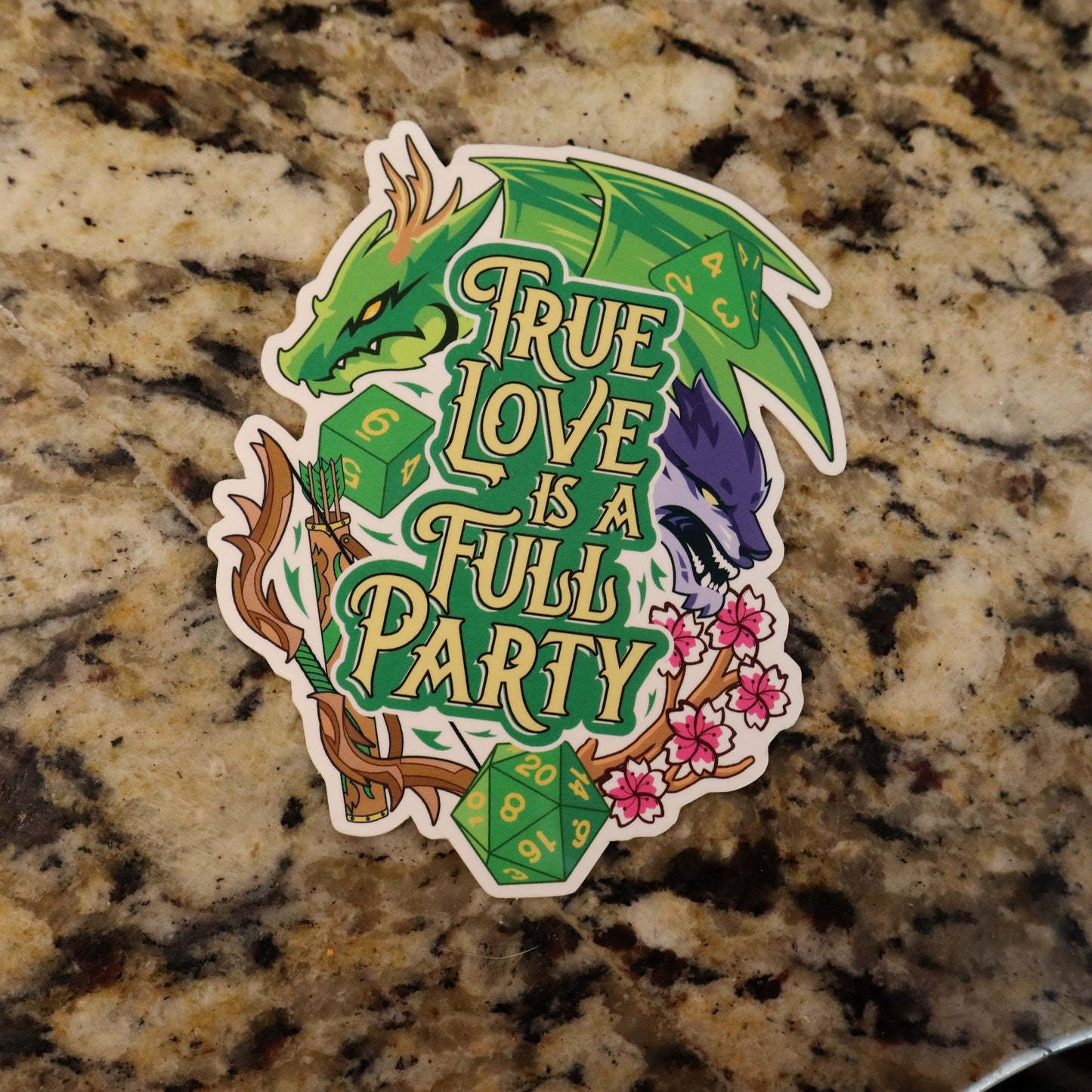 True Love is a Full Party Vinyl Stickers (4.5"x3.75")