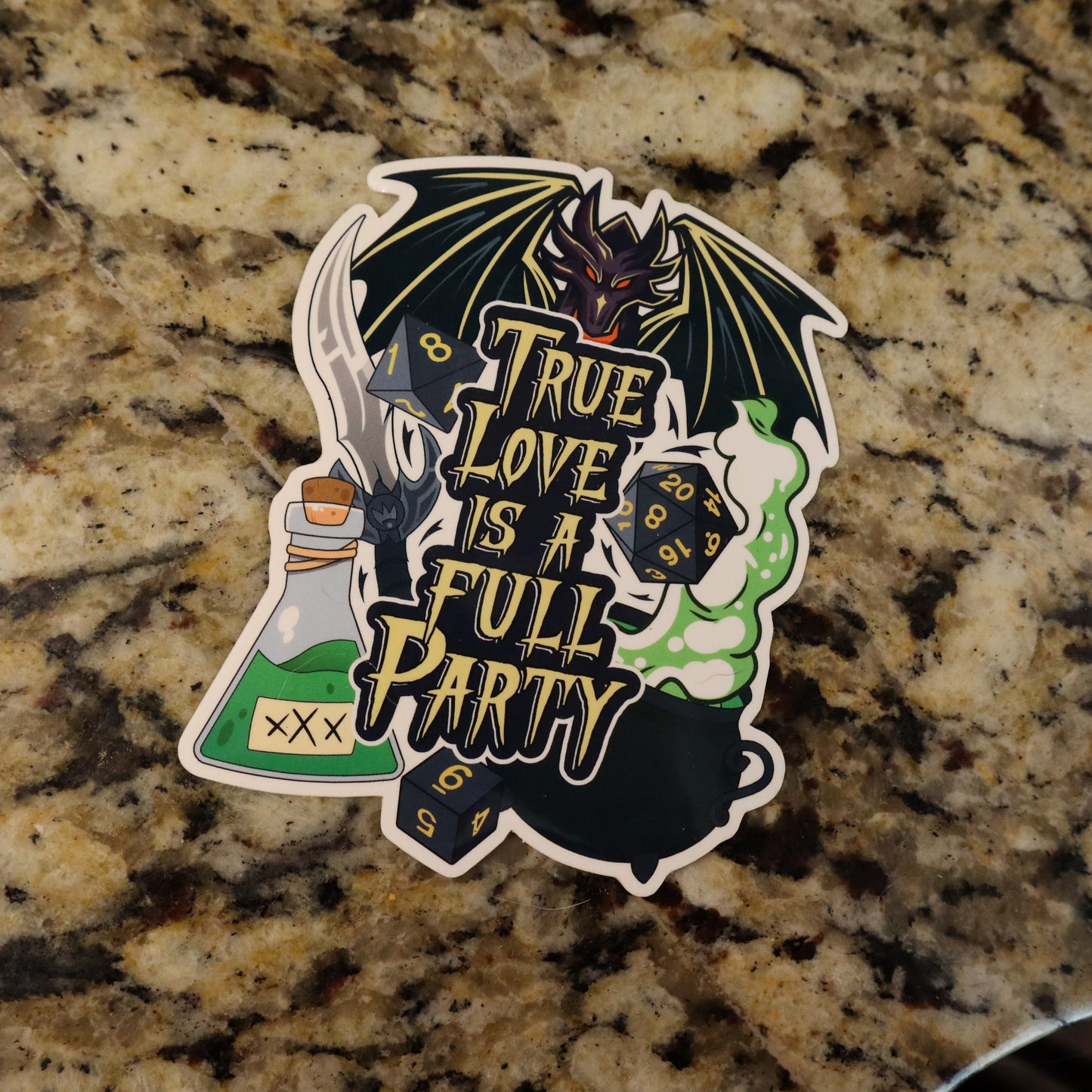 True Love is a Full Party Vinyl Stickers (4.5"x3.75")