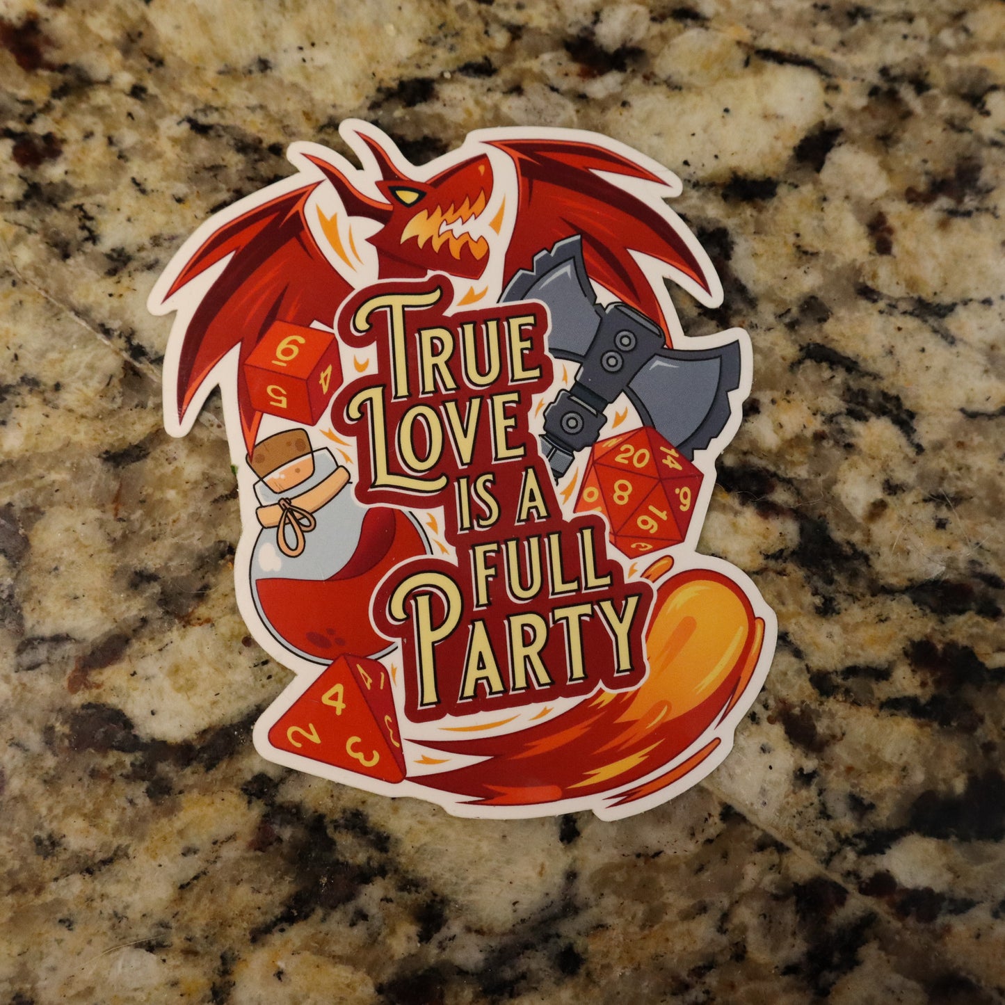 True Love is a Full Party Vinyl Stickers (4.5"x3.75")