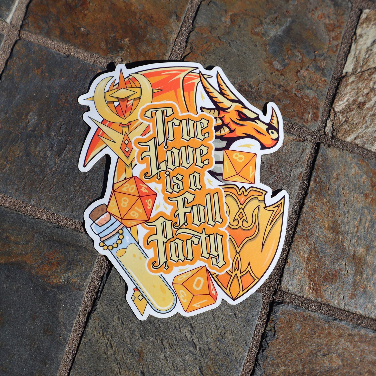 True Love is a Full Party Vinyl Stickers (4.5"x3.75")