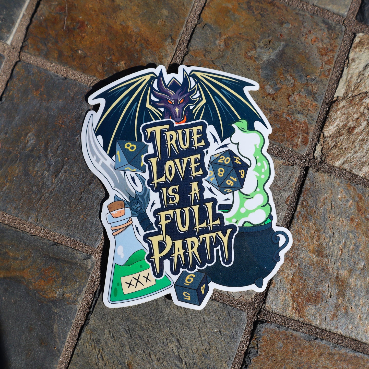 True Love is a Full Party Vinyl Stickers (4.5"x3.75")