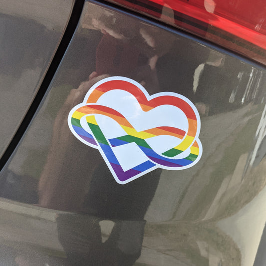 Rainbow Polyamory Infinity Heart Vinyl Sticker