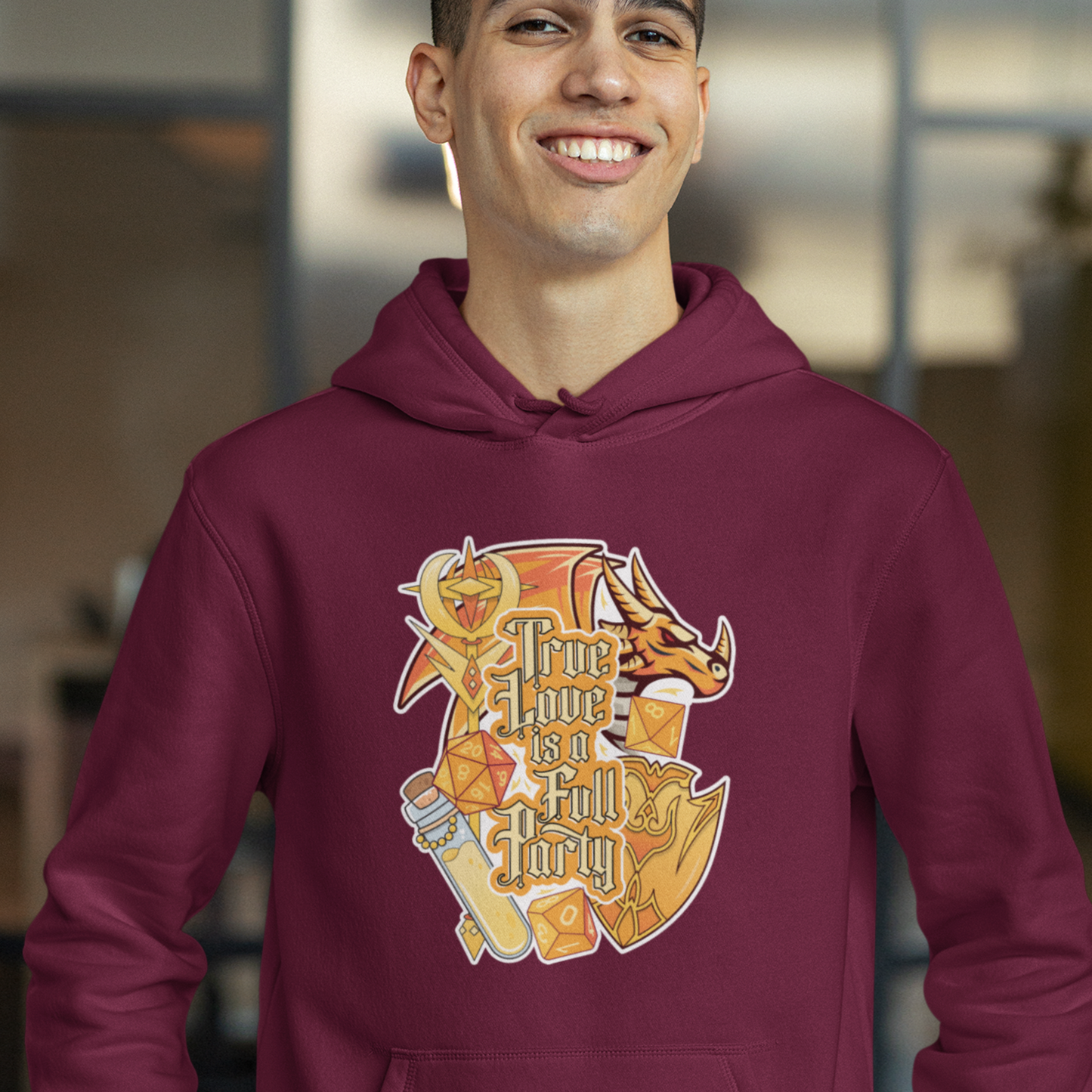True Love is a Full Party Hoodie - White/Gold