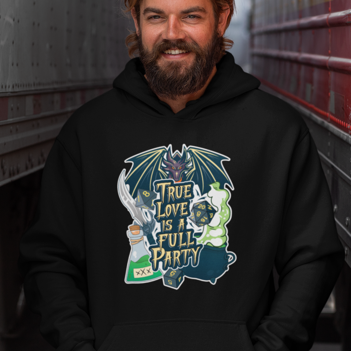 True Love is a Full Party Hoodie - Black