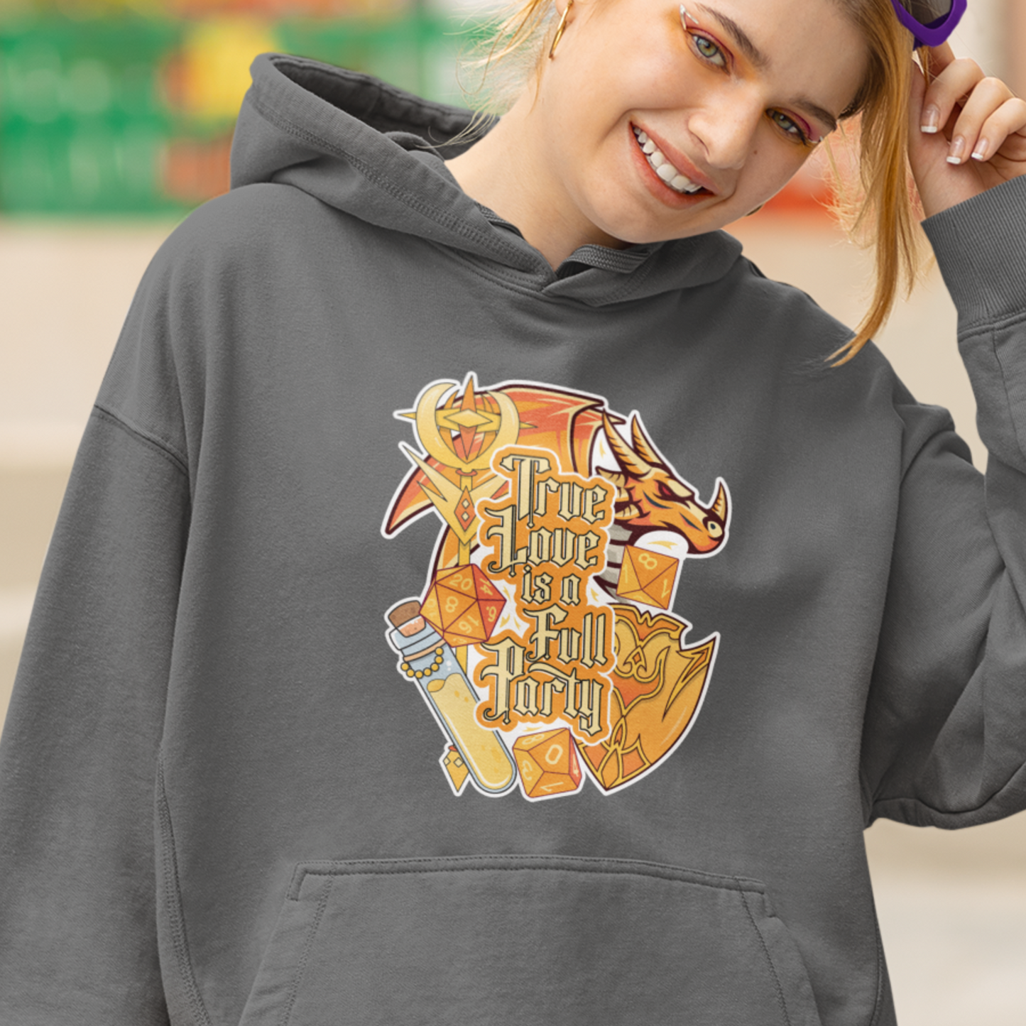 True Love is a Full Party Hoodie - White/Gold